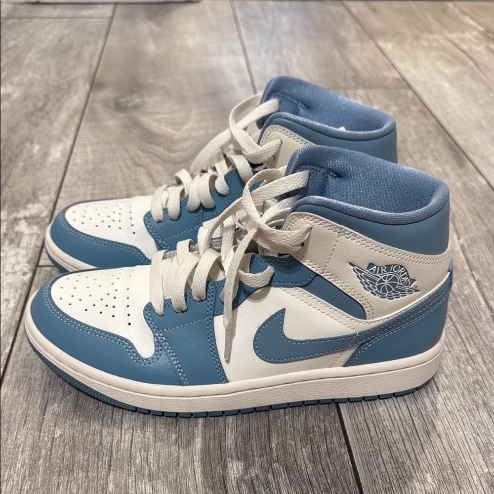 Air Jordan Blue and White High-Top Sneakers